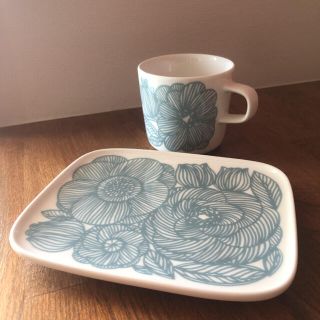 マリメッコ(marimekko)の新品　マリメッコ　クルイェンポルヴィ　ブルーグルー　2点セット(食器)