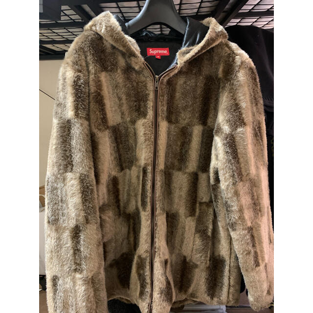 supreme faux fur hooded zip jacket