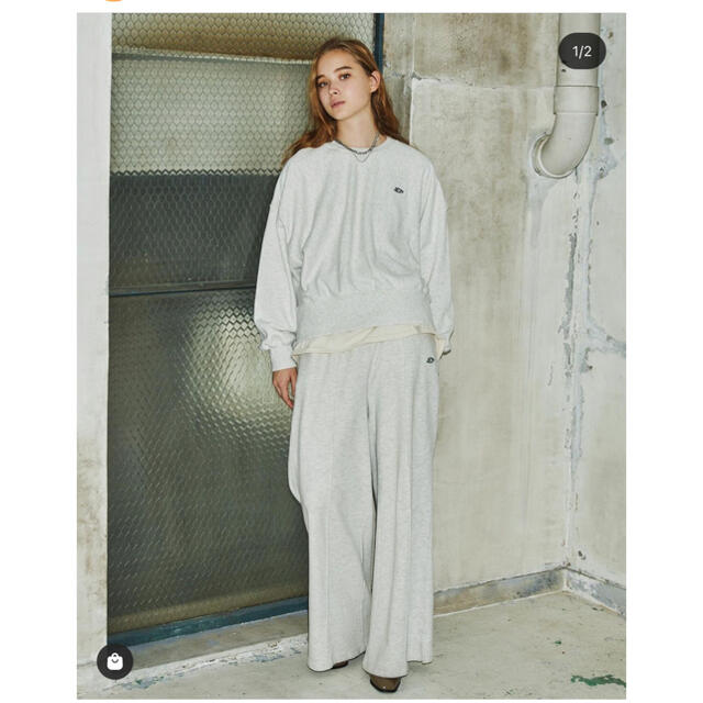 JUEMI EMB Crease Wide Sweat Pants レディースのパンツ(カジュアルパンツ)の商品写真