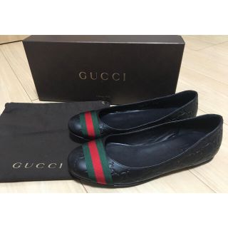 グッチ(Gucci)の美品 GUCCI グッチ フラットシューズ パンプス フラット　35.5 黒(バレエシューズ)