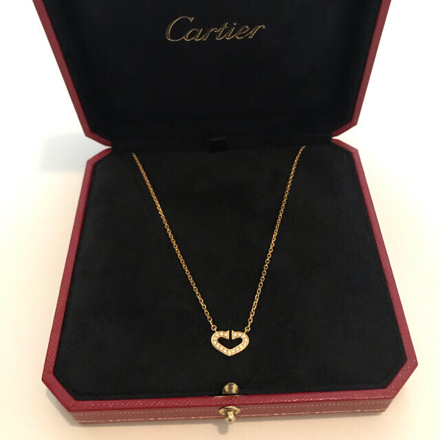 Cartier - カルティエ　Cハートネックレス　フルダイヤ　イエローゴールド