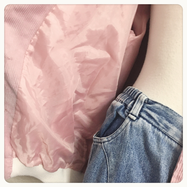 [韓国系]セーラーコーデュロイブルゾンジャンパージャケットピンク夢可愛いLOK レディースのジャケット/アウター(ブルゾン)の商品写真