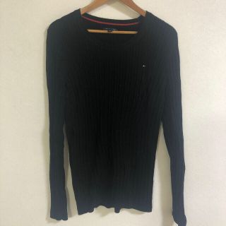 トミーヒルフィガー(TOMMY HILFIGER)のトミー　ロゴニット　黒　値下げ(カットソー(長袖/七分))