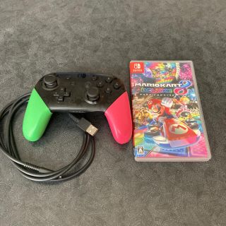 ニンテンドースイッチ(Nintendo Switch)のマリオカート8デラックス＋スプラトゥーン柄コントローラー(家庭用ゲームソフト)