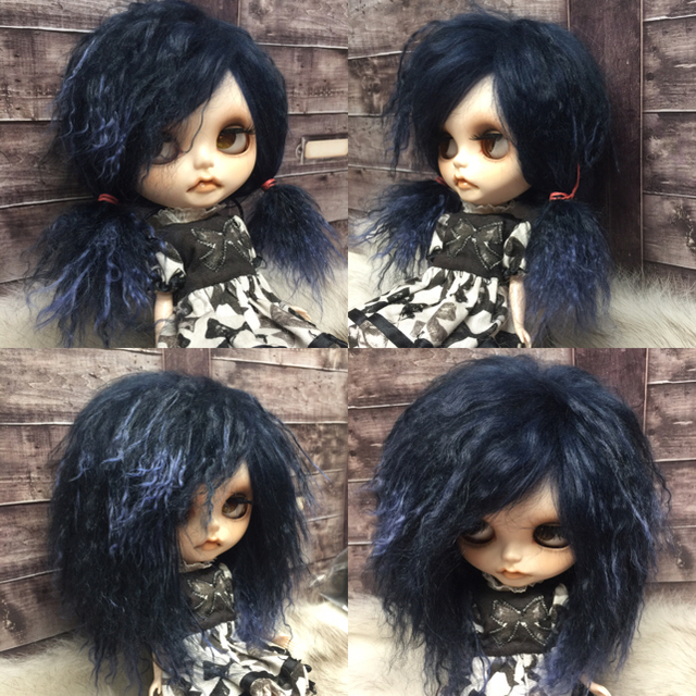 blythe_ブルートップネイビー✨w-069チベットラムフルスキンウィッグ