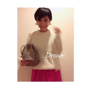 ドゥロワー(Drawer)のDrawer ドゥロワー アルパカ シルク フリンジ ニット ネイビー サイズ1(ニット/セーター)