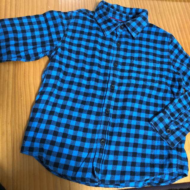 130cm 青チェックシャツ キッズ/ベビー/マタニティのキッズ服男の子用(90cm~)(ブラウス)の商品写真