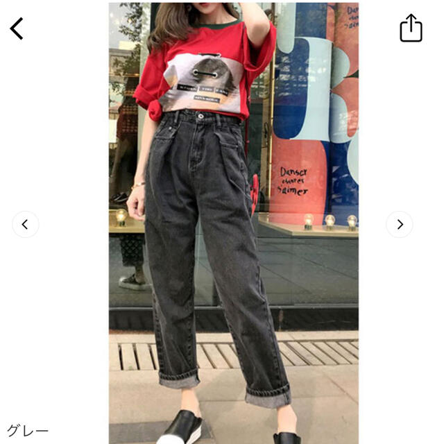 クラシカルエルフ グレー  ハイウエストタックデニム レディースのパンツ(デニム/ジーンズ)の商品写真