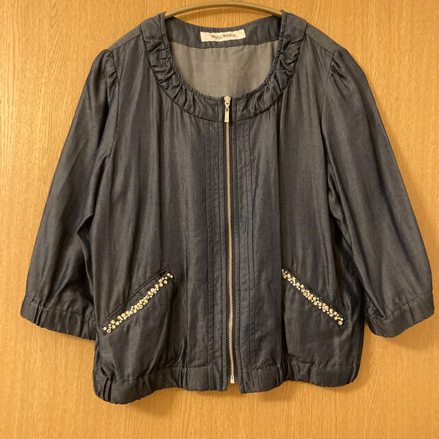 MISCH MASCH(ミッシュマッシュ)のミッシュマッシュ    ノーカラーサテンブルゾン レディースのジャケット/アウター(ノーカラージャケット)の商品写真