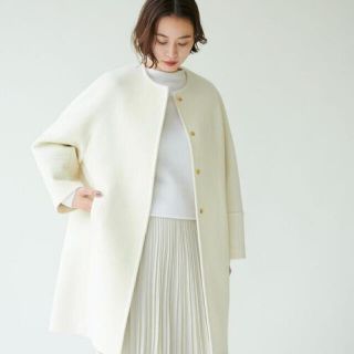 ユナイテッドアローズ(UNITED ARROWS)のエメルリファインズ★ SMF PONTE ノーカラーコート　(ロングコート)