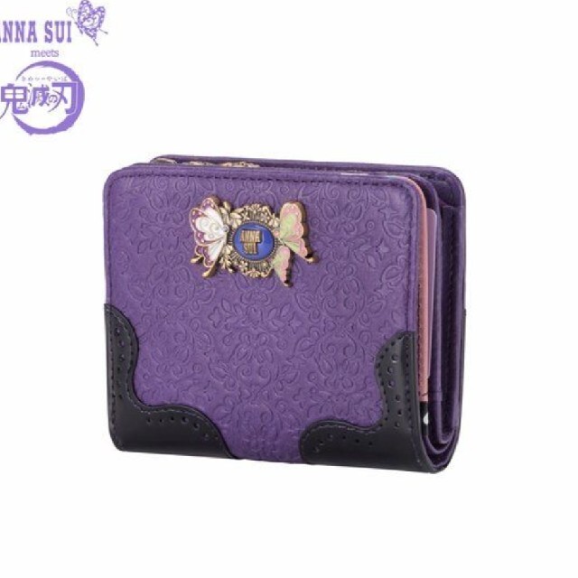 【一度使用のみ】ANNA SUI 財布 鬼滅 コラボ 蝶 パープル 紫 アナスイ