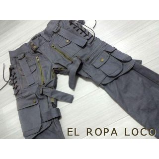 バッファローボブス(BUFFALO BOBS)のEL ROPA LOCO レースアップカーゴパンツ カーキ バッファローボブズ(ワークパンツ/カーゴパンツ)