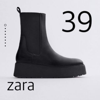 ZARA - ZARA フラットリアルレザーアンクルブーツ 39の通販 by 1903