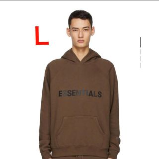 フィアオブゴッド(FEAR OF GOD)のエッセンシャルズ ブラウン ロゴ フーディー  パーカー SSENSE 限定色(パーカー)