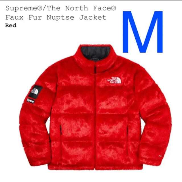 Supreme the north face FAUX FUR RED M