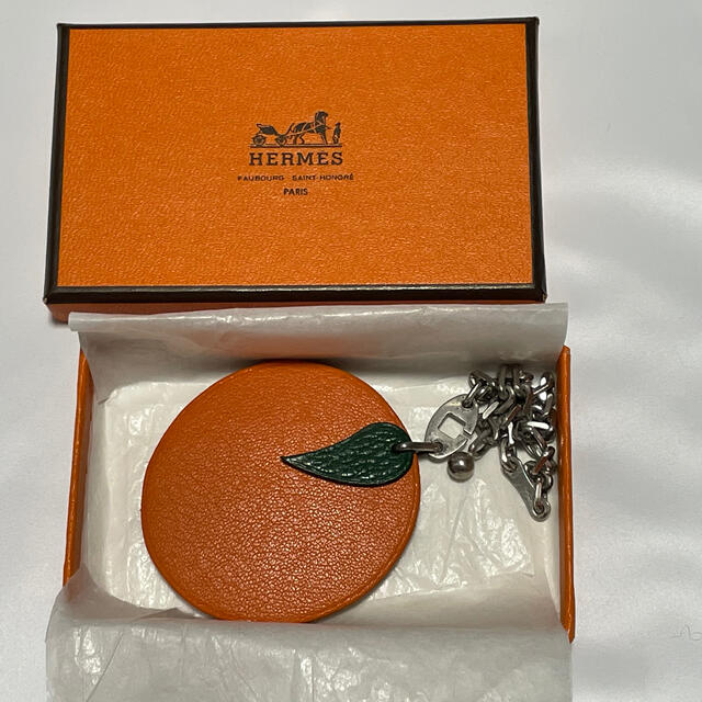 エルメス HERMES フルーツ キーホルダー オレンジ チェーン - チャーム