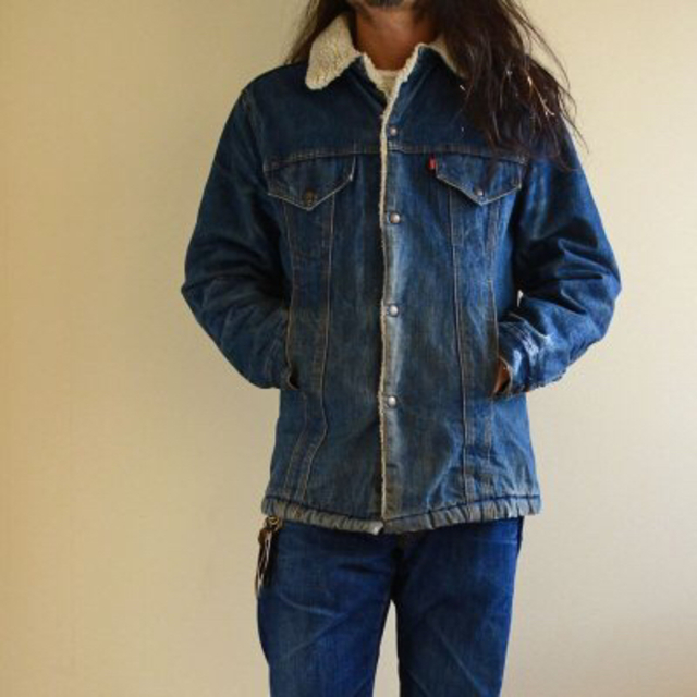 Levi's(リーバイス)のレア ロング丈 80's リーバイス ボアデニムジャケット USA製 メンズのジャケット/アウター(Gジャン/デニムジャケット)の商品写真