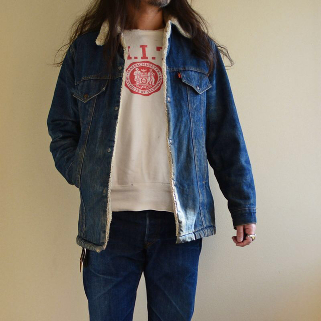 Levi's(リーバイス)のレア ロング丈 80's リーバイス ボアデニムジャケット USA製 メンズのジャケット/アウター(Gジャン/デニムジャケット)の商品写真