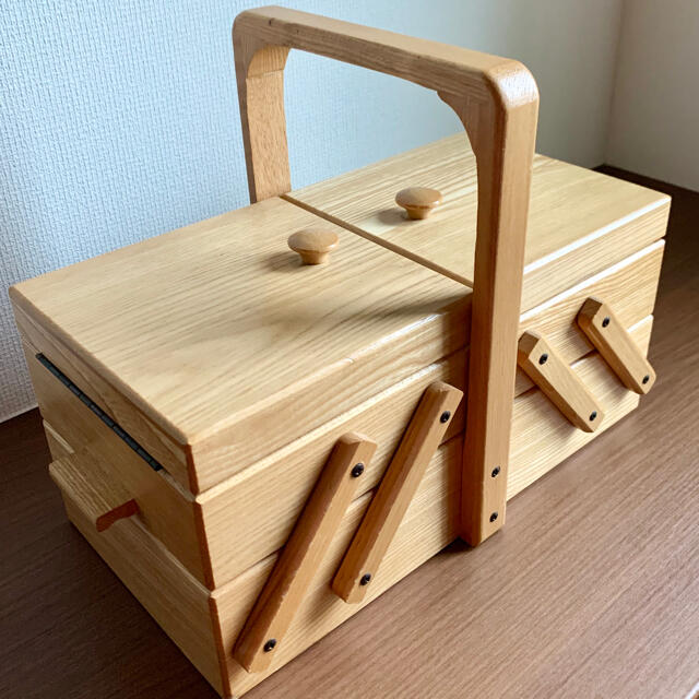 木製　ソーイングボックス　裁縫箱　木箱　収納 | フリマアプリ ラクマ