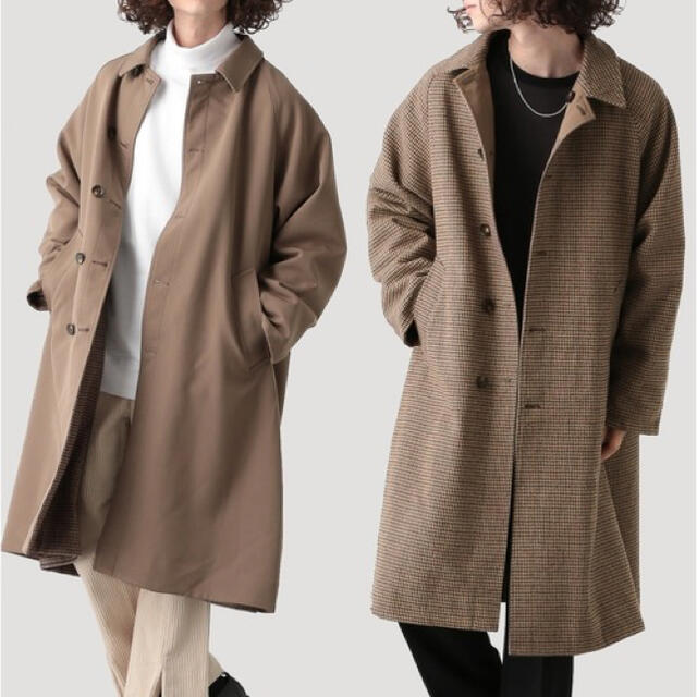 【HARE】リバーシブルステンカラーコート ベージュチェック Mサイズ | フリマアプリ ラクマ