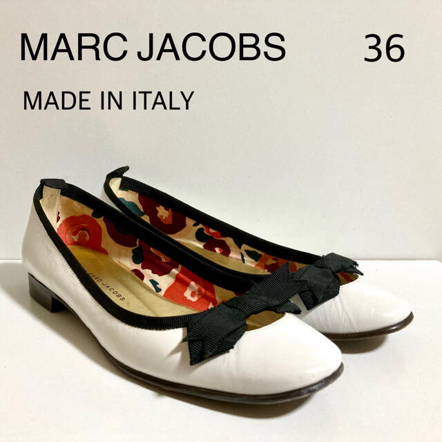 MARC JACOBS バレエパンプス 36 ホワイト リボン - ハイヒール/パンプス