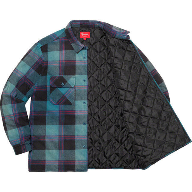 新品　supreme Quilted Flannel Shirt Teal L