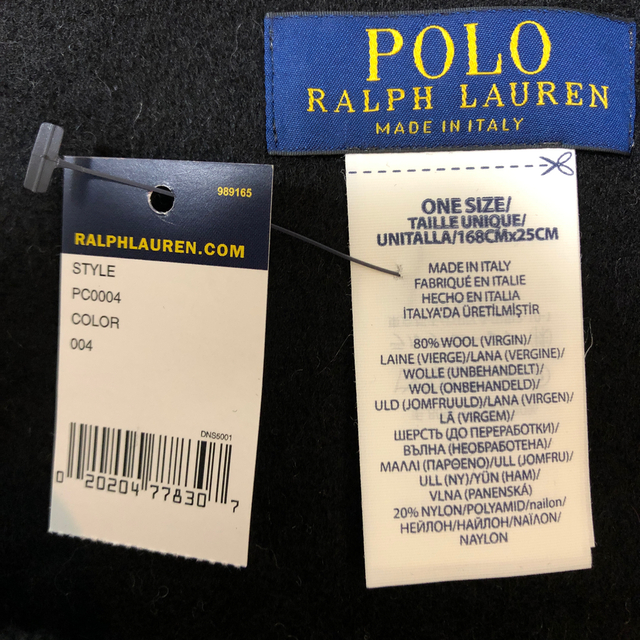 POLO RALPH LAUREN(ポロラルフローレン)の新品・未使用 ラルフローレン リバーシブルマフラー ブラック&グレー メンズのファッション小物(マフラー)の商品写真