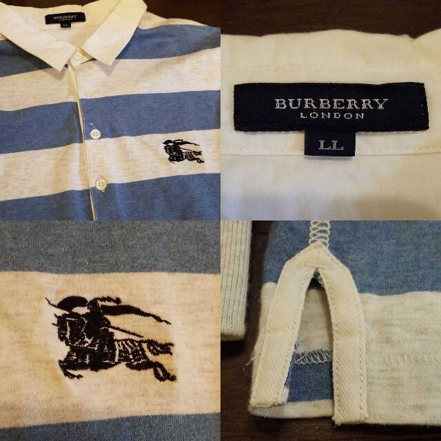 BURBERRY(バーバリー)の三陽商会 BURBERRY LONDON 刺繍入りワイドボーダー長袖ポロシャツ メンズのトップス(ポロシャツ)の商品写真