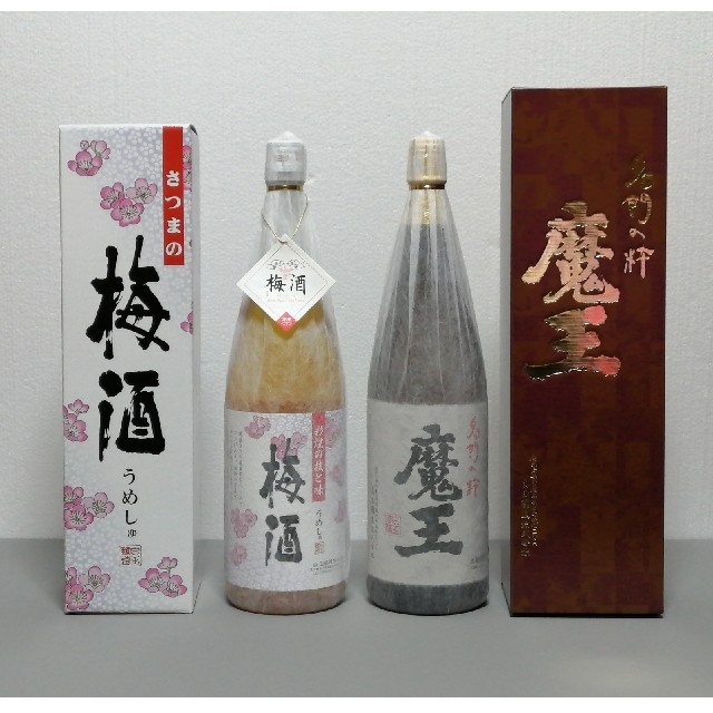 魔王焼酎1800ml、魔王の梅酒1800ml、専用化粧箱新品2点