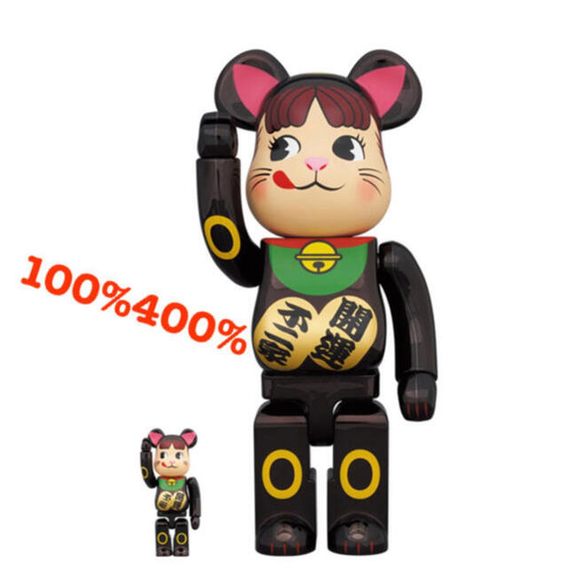 BE@RBRICK 招き猫 ペコちゃん 黒メッキ 100％ ＆ 400％-