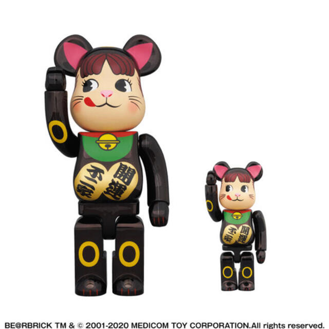 BE@RBRICK 招き猫 ペコちゃん 黒メッキ 100％ ＆ 400％