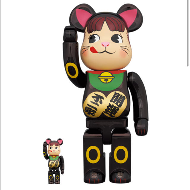 BE@RBRICK 招き猫 ペコちゃん 黒メッキ 100％ ＆ 400％