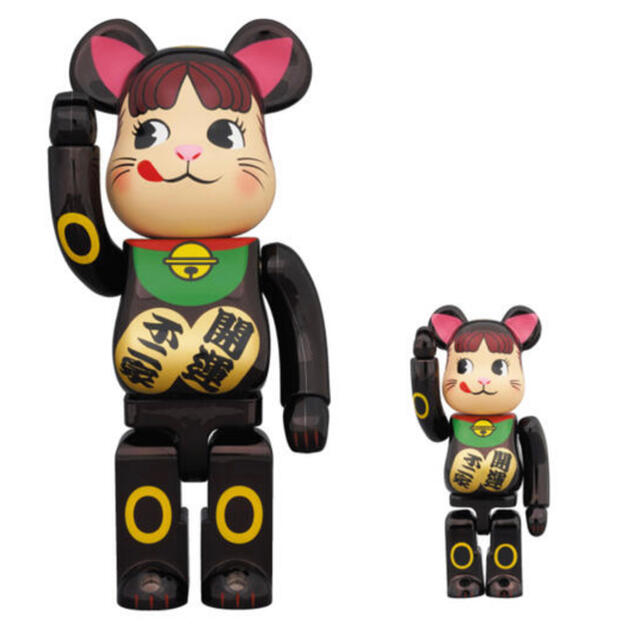 BE@RBRICK 招き猫 ペコちゃん 黒メッキ 100％ ＆ 400％