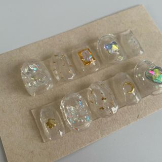 もも様　うるうるオーロラネイルチップ ハンドメイドのアクセサリー(ネイルチップ)の商品写真