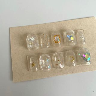 もも様　うるうるオーロラネイルチップ ハンドメイドのアクセサリー(ネイルチップ)の商品写真