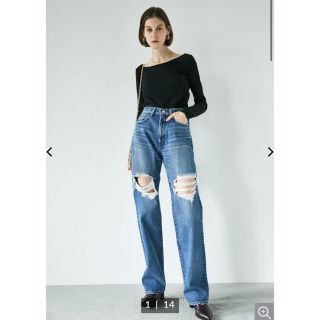 マウジー(moussy)のmoussy HW RIPPED STRAIGHT(デニム/ジーンズ)