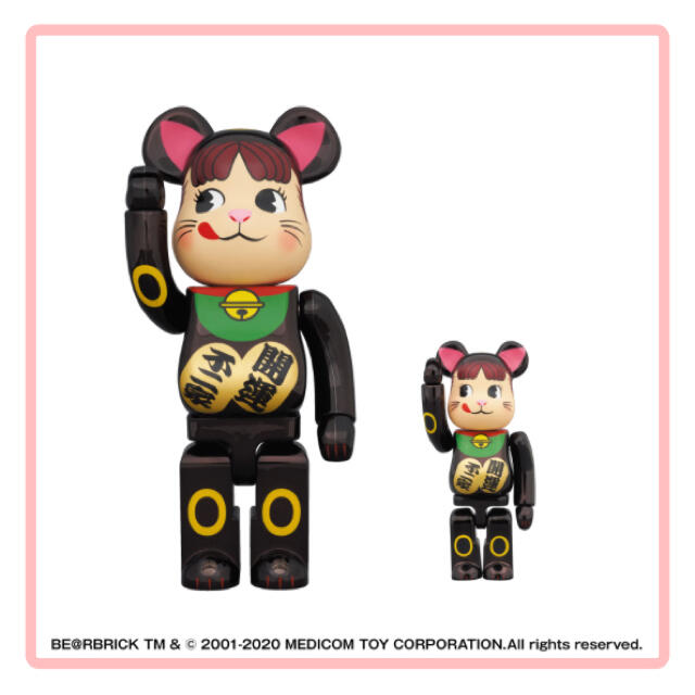 その他BE@RBRICK 招き猫 ペコちゃん 黒メッキ 100％ ＆ 400％