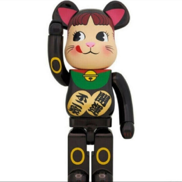 エンタメ/ホビーBE@RBRICK 招き猫 ペコちゃん黒メッキ 1000％