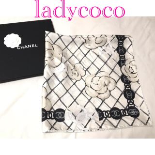 シャネル(CHANEL)の新品同様　CHANEL 人気　カメリア　ココマーク シルク　スカーフ　シャネル(バンダナ/スカーフ)