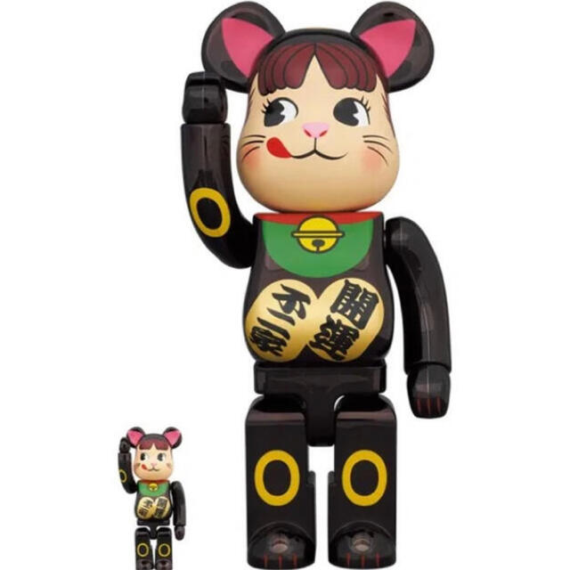 BE@RBRICK 招き猫 ペコちゃん 黒メッキ 100％ ＆ 400％