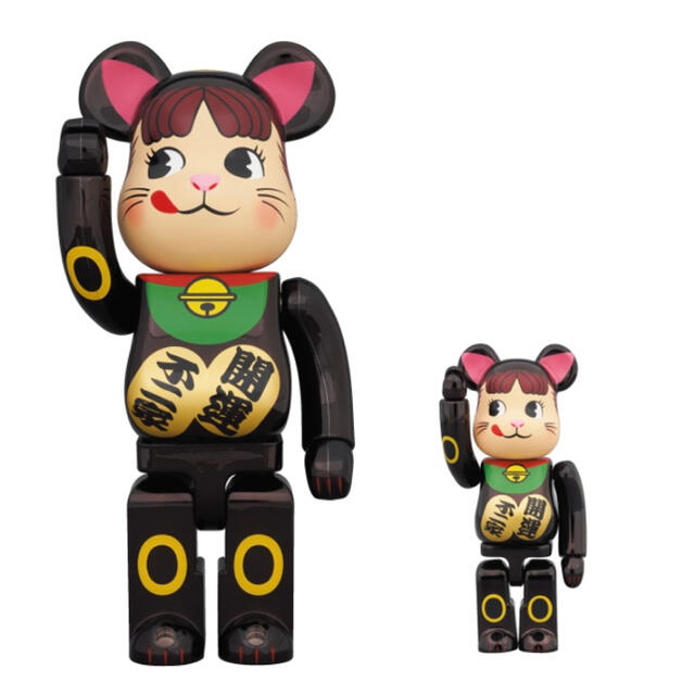 BE@RBRICK 招き猫 ペコちゃん 黒メッキ 100％ ＆ 400％