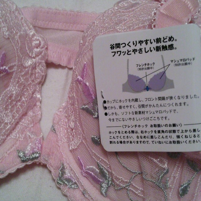サルート カーネーション刺繍のブラセット ピンク