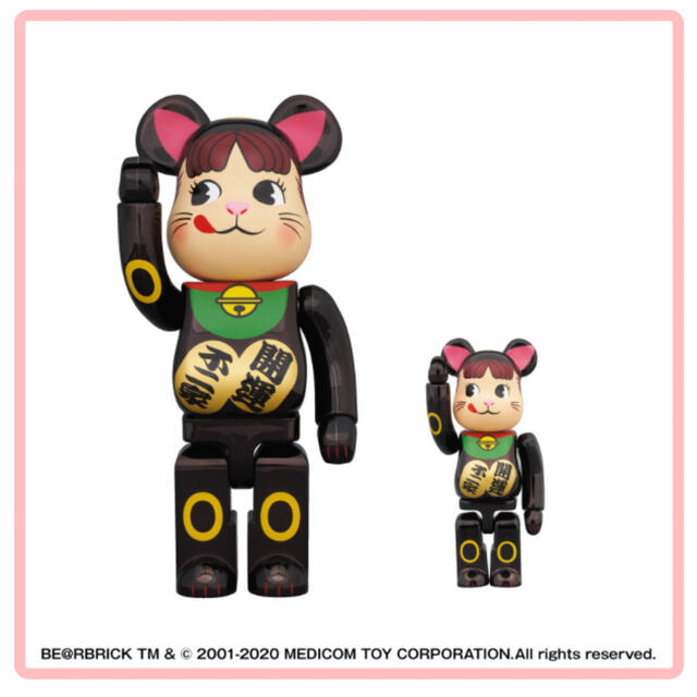 BE@RBRICK 招き猫 ペコちゃん 黒メッキ 100％ ＆ 400％