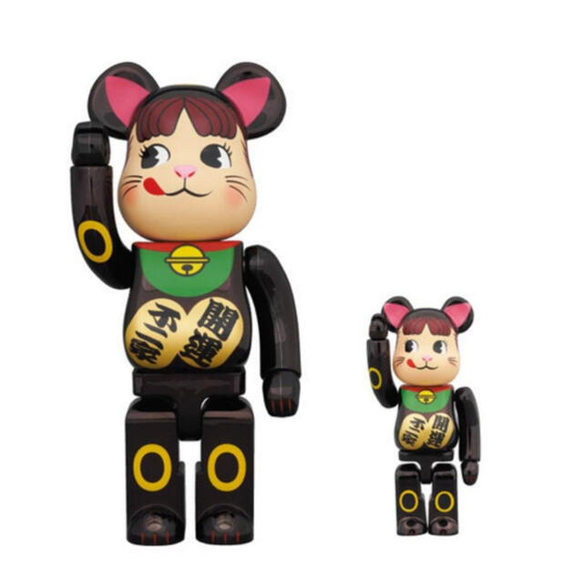 BE@RBRICK 招き猫 ペコちゃん 黒メッキ 100％ ＆ 400％