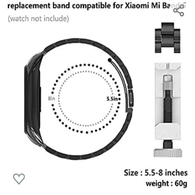 miband5 交換バンド　ステンレス　スチール　ブラック　調整可能　高級感 メンズの時計(腕時計(デジタル))の商品写真