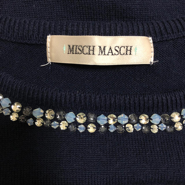 MISCH MASCH(ミッシュマッシュ)のMISCH MASCH ミッシュマッシュ ニット 紺 ネイビー 七分袖  レディースのトップス(ニット/セーター)の商品写真