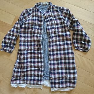 サンカンシオン(3can4on)の130㎝ シャツ ワンピース 羽織 長袖 綿100% 3can4on チェック (Tシャツ/カットソー)