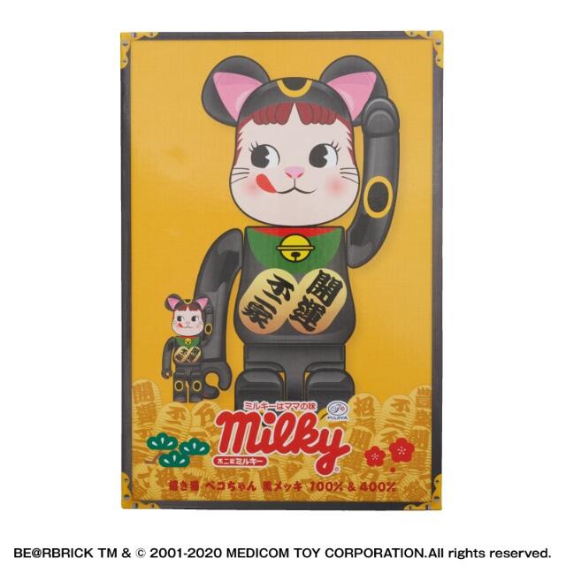 BE@RBRICK 招き猫 ペコちゃん 黒メッキ 100％ ＆ 400％ - www