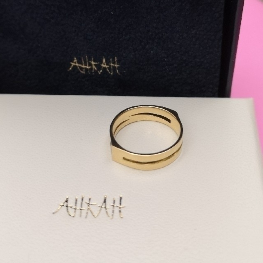 《AHKAH》イニシャル 地金リング K18【N】 - nayaabhaandi.com
