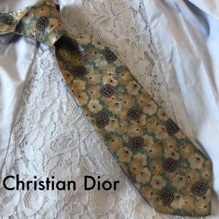 クリスチャンディオール(Christian Dior)のChristian Dior シルク ネクタイ ベージュ×ライトグリーン 大人気(ネクタイ)